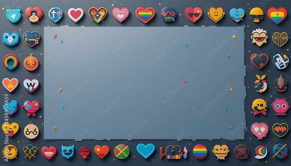 Poster Artistic Heart Border Frame with Space for Text and Graphics