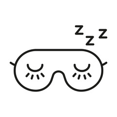 Sleep Mask With Zzz Icon. Restful Sleep, Relaxation, And Nighttime Comfort Outline Symbol. Sleep Aid And Wellness. Editable Stroke. Isolated Vector Illustration