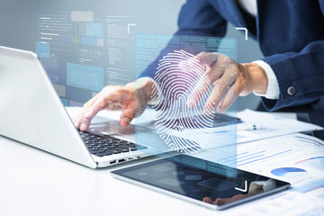 Technology intelligence  concepts with fingerprint identification,personal identity verification or...