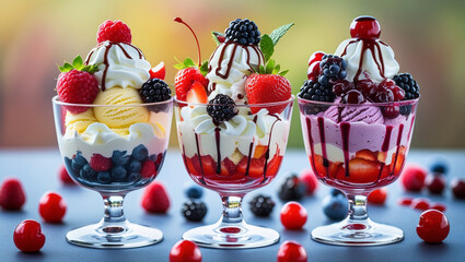 Milkshakes in different colors and flavors