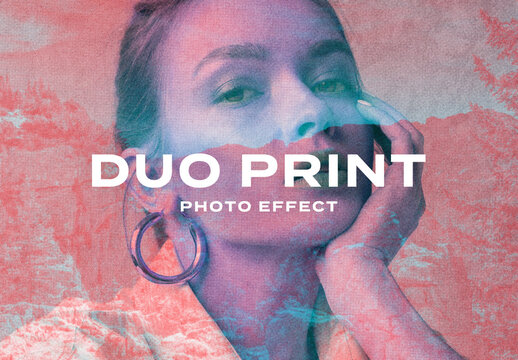 Dual Color Duotone Gradient Double Light Photo Effect Paper Texture Template Mockup Overlay Style