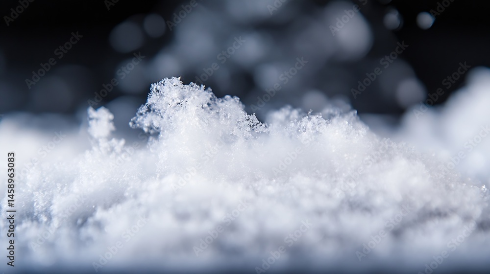 Leinwandbilder close-up view of a pristine snowdrift, showcasing the intricate texture and delicate crystalline str