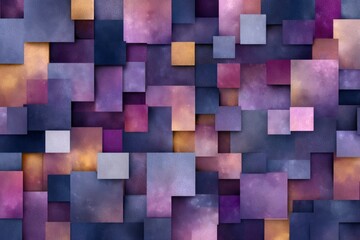 Abstract Squares in Shades of Purple and Gold