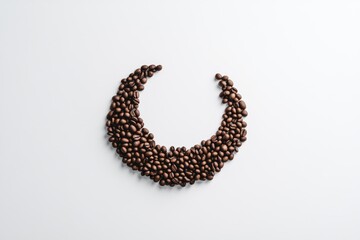 Coffee beans arranged in a crescent shape