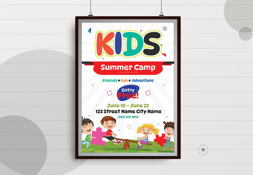 Kids Summer Camp Poster Design Layout