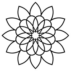 Elegant Cosmic Blossom Mandala Line Illustration