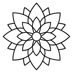 Elegant Cosmic Blossom Mandala Line Illustration