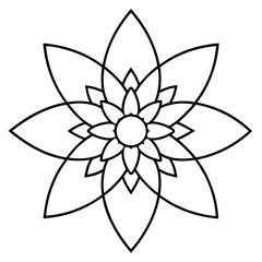 Elegant Cosmic Blossom Mandala Line Illustration