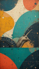 Snail . Animal illustration . Oil paint . Printable pattern for wall decorations , covers , wallpapers