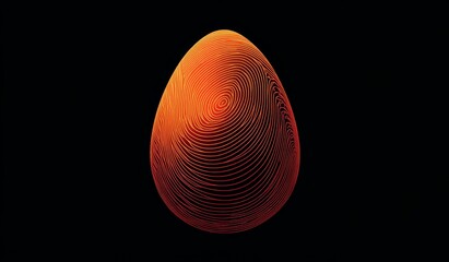 Abstract Easter egg, vibrant orange, swirling lines