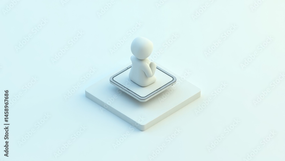 Poster minimalist figure. abstract concept. 3d render. white background. soft lighting. symbolic meaning. u