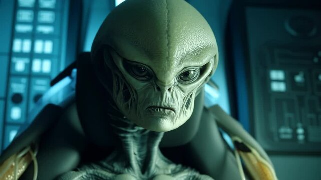 4K Green-Skinned Extraterrestrial Alien Close-Up | Sci-Fi Character Design | Futuristic Alien Species for Fantasy and Space Projects