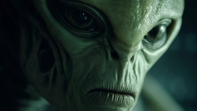 4K Green-Skinned Extraterrestrial Alien Close-Up | Sci-Fi Character Design | Futuristic Alien Species for Fantasy and Space Projects