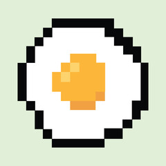 Fototapeta premium Pixel fried egg icon on pale mint background