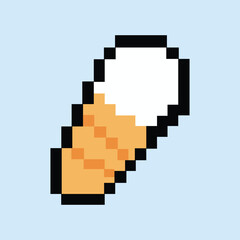 Obraz premium Pixel ice cream cone icon on sky blue background