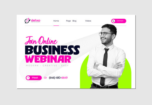 Online Business Webinar Landing Page Template for Virtual Event and Marketing Promotion
