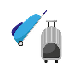Suitcases in various shapes and colors