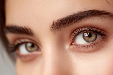 Close Up of Beautiful Eyes with Long Lashes and Defined Eyebrows