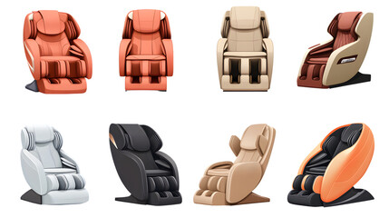 Modern Massage Chair Set for Relaxation and Comfort on White Background