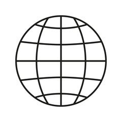 Globe Grid Line Icon. Global Connectivity, Worldwide Network, And International Communication Outline Symbol. Earth Representation. Editable Stroke. Isolated Vector Illustration