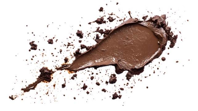 Stained Mud Isolated on White Background Top View - Professional Stock Photo