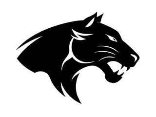 Powerful Black Panther Silhouette, Ideal for Logos and Branding . Bold, stylized silhouette of a black panther in a dynamic running pose.
