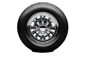 A polished automobile wheel highlights strength durability and high performance in car part marketing materials
