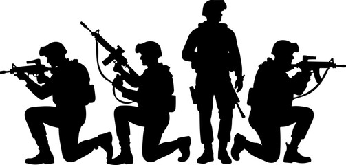 Military Armored Combat Vehicles Silhouettes Collection