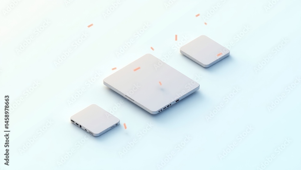Aufkleber abstract tablets. minimalist design. technology concept. user interface. futuristic electronics. 3d 