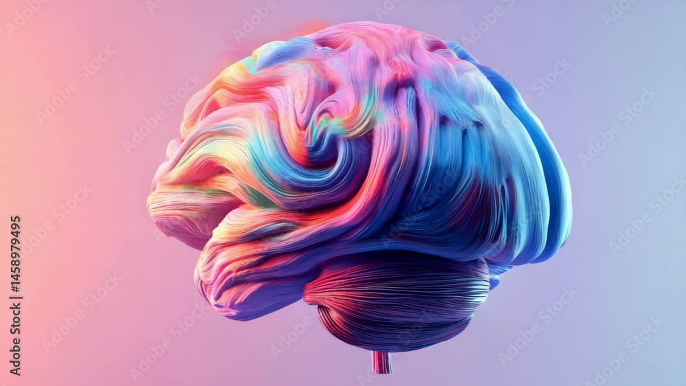 Poster abstract colorful brain artistic rendering for creativity and neurology concepts