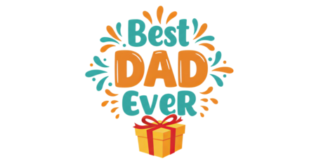 Festive Best Dad Ever Graphic with Gift Box for Father's Day Greeting Card Design.