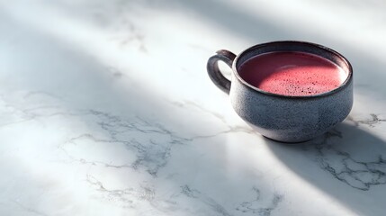 Handcrafted Raspberry Coffee on Marble Table