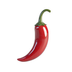 Single red chili pepper isolated on white background showing detail and texture