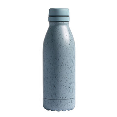 Blue speckled reusable insulated water bottle on a clean white background