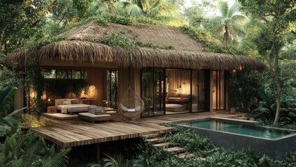 Tropical jungle retreat with private pool