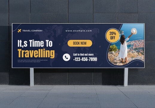 Travel Agency Billboard Banner Modern Travel Promotion Poster Editable Vacation Ad Template