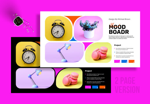Vibrant Modern Mood Board Template with Minimal Objects