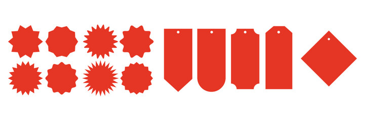 Collection of tag, sticker, product labels, starburst sticker design element vector illustration on white background