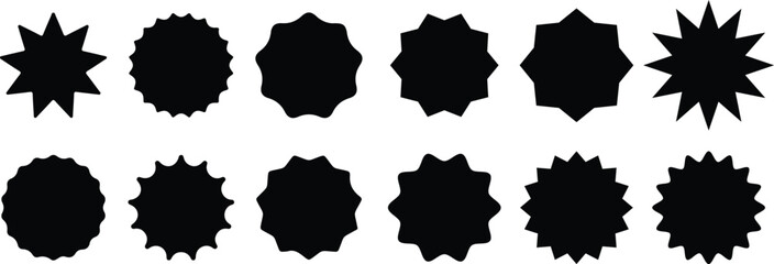 Collection of tag, sticker, product labels, starburst sticker design element vector illustration on white background
