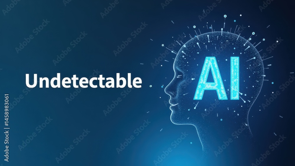 Poster ai concept. human profile. digital brain. technology vision. innovation future. data network. cyber 