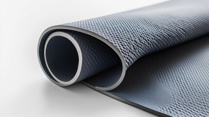 Rolled exercise mat, gray, textured