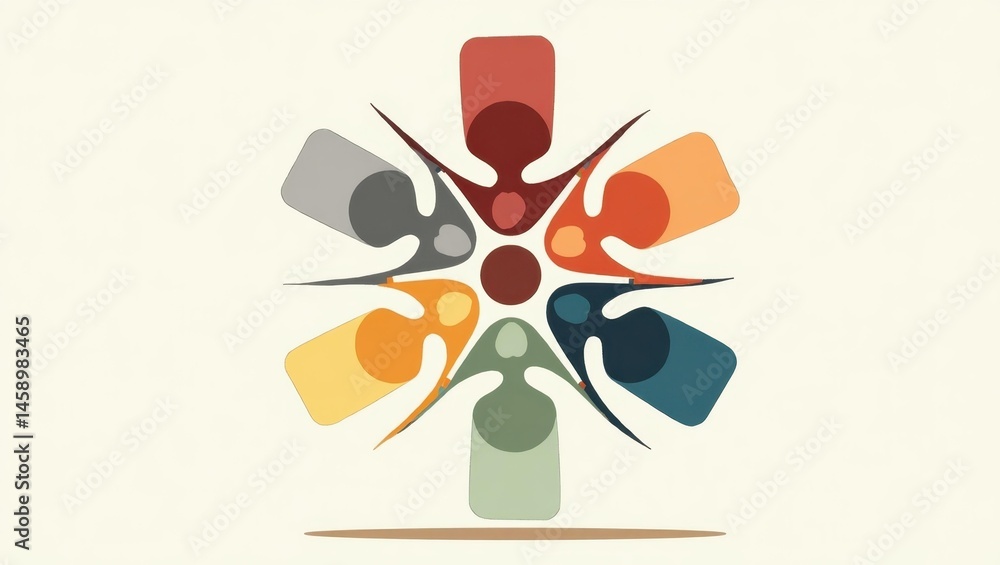 Aufkleber abstract people. diverse colors. circular formation. symbolic unity. teamwork concept. minimalist de