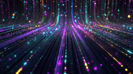 Obraz premium Abstract Colorful Light Trails, Sparkling Glittering Background, Vivid, Dynamic, Energetic, Neon, Glowing, Shimmering, Prismatic, Dazzling, Vibrant, Futuristic, Fantasy, Magic, Mystical
