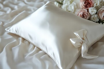 Silk pillowcase and hair band for skin and hair care