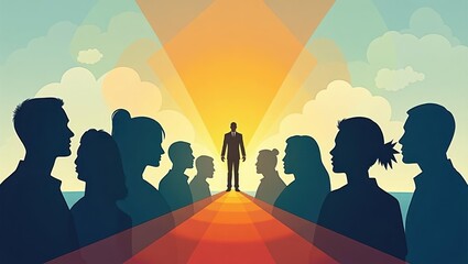 Leadership concept. Diverse group. Business people. Strategic vision. Professional success. Team collaboration. Corporate environment. Motivational image. Business background. Modern style. Bright co