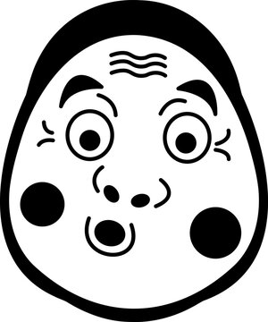 black and white illustration of a japanese Hyottoko mask
