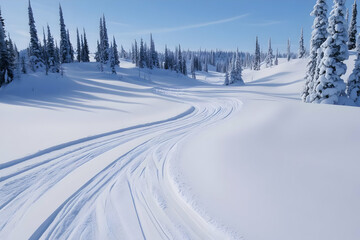Fototapeta premium Winter Wonderland Snow Trails Photo