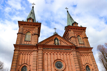 Raciąż, brick Church of St. Wojciech, Poland, Masovian Voivodeship, April 10, 2025