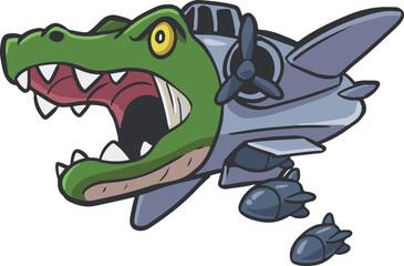 Obraz premium Bombardiro Crocodilo Bombard Plane Crocodile Vector