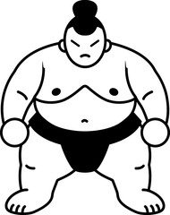 black and white single icon of a Sumo wrestler